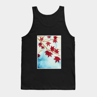 Red Maple Tree Nature Forest Wood Leaves Watercolor Tank Top